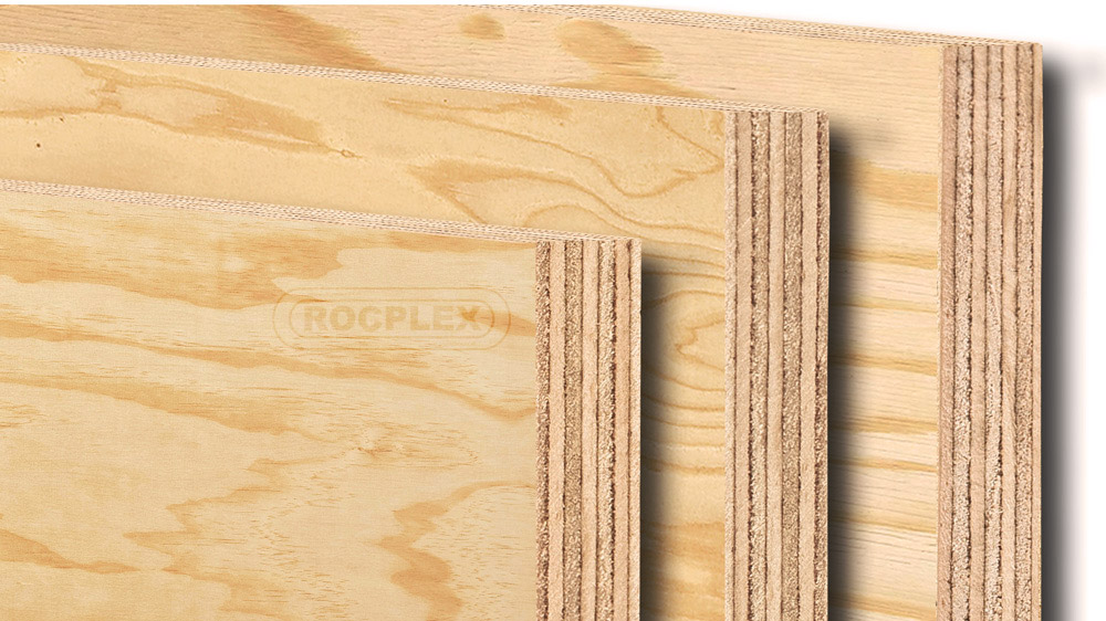 ROCPLEX CDX Pine Plywood, CDX exterior grade plywood, structural sheathing panel, C-D Exposure 1 board, roof wall subfloor plywood, waterproof adhesive plywood, buy CDX pine plywood