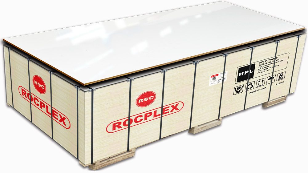 ROCPLEX HPL plywood, high pressure laminate plywood, decorative HPL faced plywood, moisture resistant HPL panels, scratch resistant HPL plywood, fire‑retardant HPL sheets, low‑VOC HPL plywood, furniture grade laminate plywood panels, commercial HPL plywood, UV‑stable HPL plywood, wholesale HPL sheets, durable laminate plywood supplier