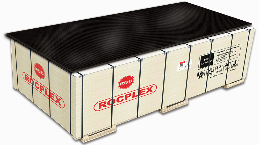 Trailer Floor Plywood, ROCPLEX trailer flooring plywood, waterproof plywood trailer floor panels, anti-slip trailer floor plywood, phenolic film faced plywood sheets, heavy-duty truck floor plywood, durable transport flooring panels, sealed edge plywood boards for trailers, mesh pattern anti-slip plywood, hexagonal surface trailer plywood sheets, container floor plywood, commercial trailer flooring plywood, ROCPLEX trailer floor supplier