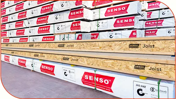 wood I joist for floor and roof framing with engineered web and flanges