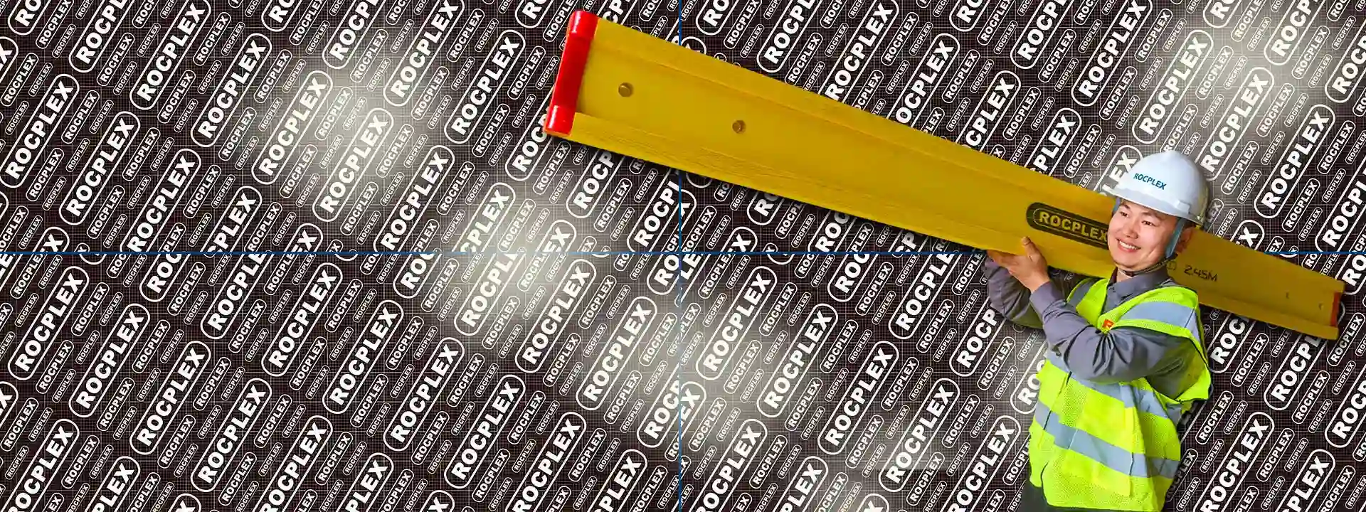 ROCPLEX formwork building materials including plywood panels and beams for slab and wall forming