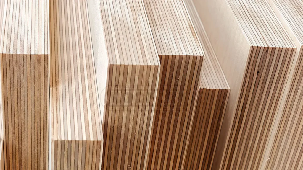 plywood production process with veneer pressing and quality control