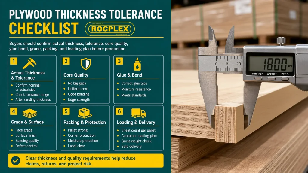 plywood thickness tolerance checklist for actual thickness core glue grade packing and loading