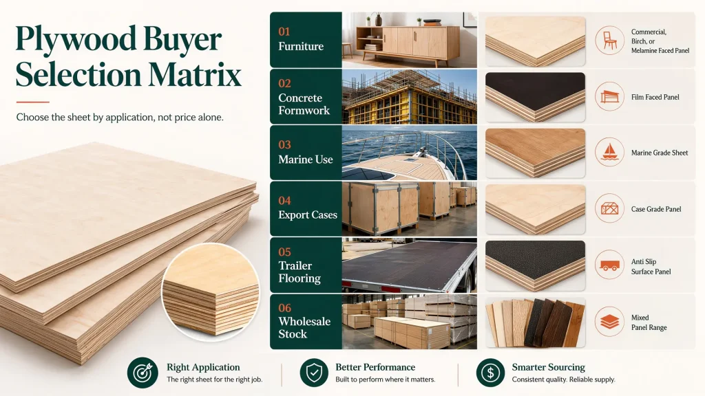 Plywood anatomy for checking face veneer, core quality, glue bond, edge condition, and thickness Plywood anatomy showing face veneer, back veneer, core layers, glue line, edge condition, and thickness