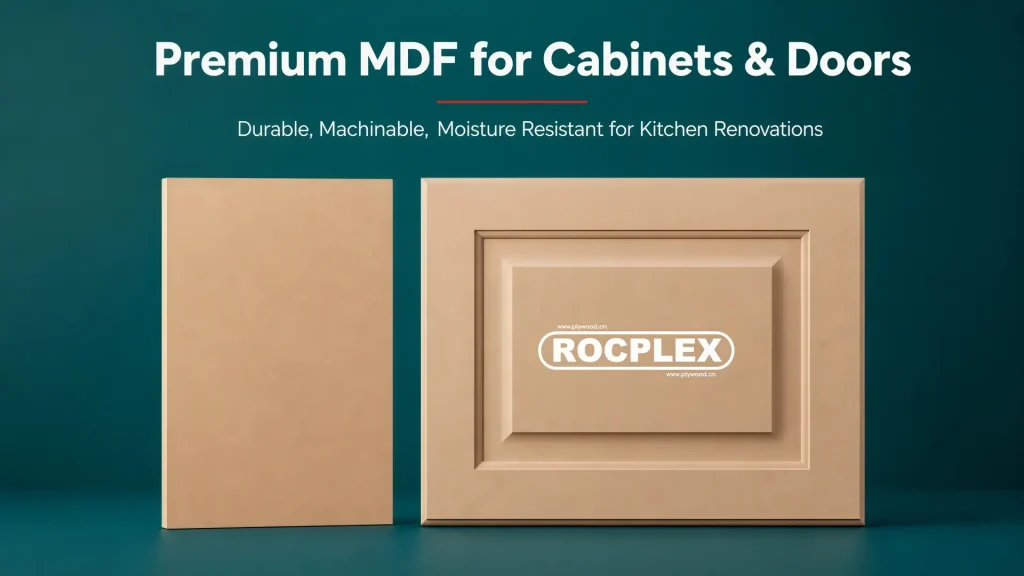 MDF for cabinets guide for painted doors routing hardware load and moisture control MDF for cabinets showing painted doors CNC routed profiles hinge screw zones shelves kitchen moisture areas and cabinet part selection