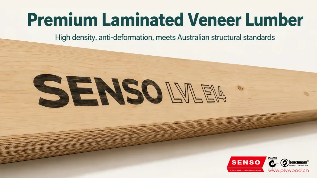 LVL beam sizes for structural design and ordering with SENSO dimensional identification LVL beam sizes shown on SENSO structural beams with thickness, depth and cut length identified