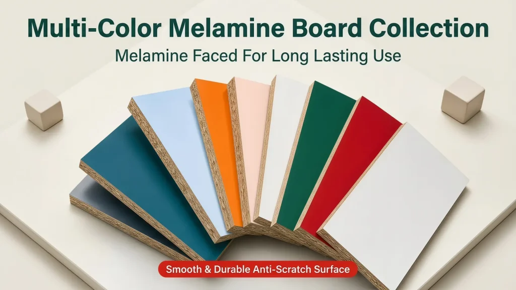Melamine faced board guide for furniture and cabinet buyers by ROCPLEX Melamine faced board guide showing ROCPLEX particle board, MDF and plywood surface systems