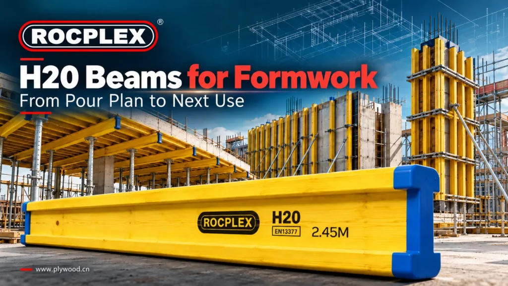 H20 beams for formwork in a slab deck support layout H20 beams for formwork supporting a slab deck with facing, secondary beams, primary beams and props